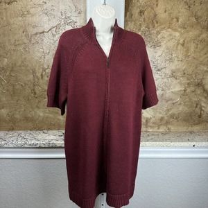 Coldwater Creek Size Large‎ 14-16 Short Sleeved Rust Zip Sweater Cardigan